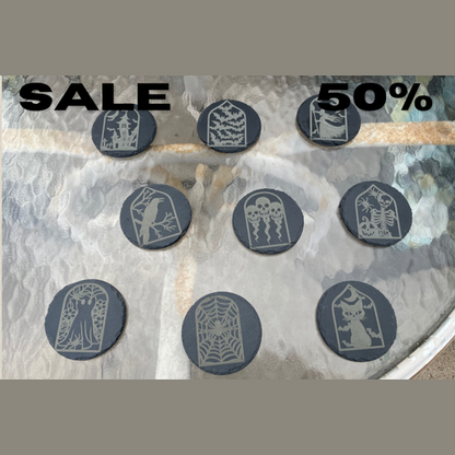 Halloween Round Slate Coaster Set of 9 50% Off