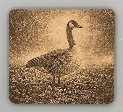 Lone Goose Standing amidst Autumn Leaves