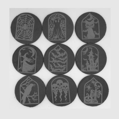 Halloween Round Slate Coaster Set of 9 50% Off