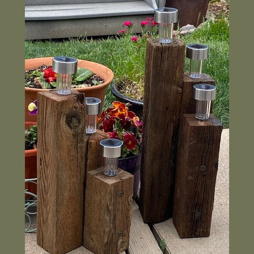 Re-Cycled Wood Solar Patio Light Set