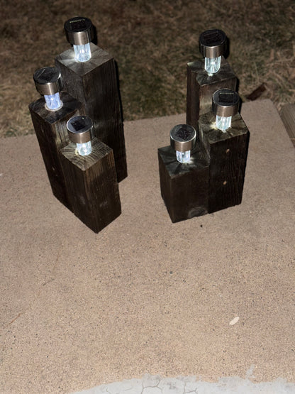Re-Cycled Wood Solar Patio Light Set
